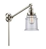 237-PN-G184 1-Light 8" Polished Nickel Swing Arm - Seedy Canton Glass - LED Bulb - Dimmensions: 8 x 35 x 25 - Glass Up or Down: Yes