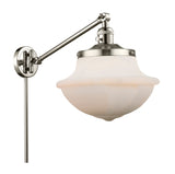 237-PN-G541 1-Light 11.75" Polished Nickel Swing Arm - Matte White Cased Large Oxford Glass - LED Bulb - Dimmensions: 11.75 x 20 x 13 - Glass Up or Down: Yes
