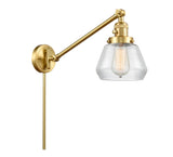 237-SG-G172 1-Light 8" Satin Gold Swing Arm - Clear Fulton Glass - LED Bulb - Dimmensions: 8 x 35 x 25 - Glass Up or Down: Yes