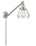 237-SN-G172 1-Light 8" Brushed Satin Nickel Swing Arm - Clear Fulton Glass - LED Bulb - Dimmensions: 8 x 35 x 25 - Glass Up or Down: Yes