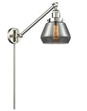 237-SN-G173 1-Light 8" Brushed Satin Nickel Swing Arm - Plated Smoke Fulton Glass - LED Bulb - Dimmensions: 8 x 35 x 25 - Glass Up or Down: Yes