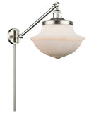 237-SN-G541 1-Light 11.75" Brushed Satin Nickel Swing Arm - Matte White Cased Large Oxford Glass - LED Bulb - Dimmensions: 11.75 x 20 x 13 - Glass Up or Down: Yes