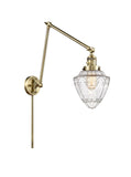 1-Light 7" Bullet Swing Arm With Switch - Schoolhouse Seedy Glass - Choice of Finish And Incandesent Or LED Bulbs