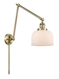 1-Light 8" Antique Brass Swing Arm - Matte White Cased Large Bell Glass LED - w/Switch