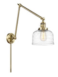 1-Light 8" Bell Swing Arm With Switch - Bell-Urn Clear Deco Swirl Glass - Choice of Finish And Incandesent Or LED Bulbs