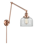 238-AC-G72 1-Light 8" Antique Copper Swing Arm - Clear Large Bell Glass - LED Bulb - Dimmensions: 8 x 30 x 30 - Glass Up or Down: Yes