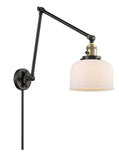 238-BAB-G71 1-Light 8" Black Antique Brass Swing Arm - Matte White Cased Large Bell Glass - LED Bulb - Dimmensions: 8 x 30 x 30 - Glass Up or Down: Yes