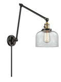 238-BAB-G72 1-Light 8" Black Antique Brass Swing Arm - Clear Large Bell Glass - LED Bulb - Dimmensions: 8 x 30 x 30 - Glass Up or Down: Yes