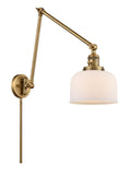 238-BB-G71 1-Light 8" Brushed Brass Swing Arm - Matte White Cased Large Bell Glass - LED Bulb - Dimmensions: 8 x 30 x 30 - Glass Up or Down: Yes