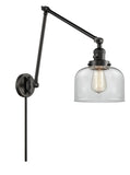 238-BK-G72 1-Light 8" Matte Black Swing Arm - Clear Large Bell Glass - LED Bulb - Dimmensions: 8 x 30 x 30 - Glass Up or Down: Yes