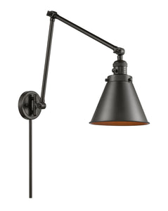 1-Light 8" Oil Rubbed Bronze Swing Arm - Oil Rubbed Bronze Appalachian Shade - Incandesent Or LED Bulbs