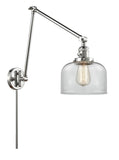 238-PC-G72 1-Light 8" Polished Chrome Swing Arm - Clear Large Bell Glass - LED Bulb - Dimmensions: 8 x 30 x 30 - Glass Up or Down: Yes