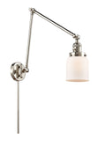 238-PN-G51 1-Light 8" Polished Nickel Swing Arm - Matte White Cased Small Bell Glass - LED Bulb - Dimmensions: 8 x 30 x 30 - Glass Up or Down: Yes