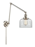 238-PN-G72 1-Light 8" Polished Nickel Swing Arm - Clear Large Bell Glass - LED Bulb - Dimmensions: 8 x 30 x 30 - Glass Up or Down: Yes