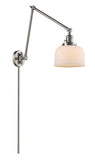 238-SN-G71 1-Light 8" Brushed Satin Nickel Swing Arm - Matte White Cased Large Bell Glass - LED Bulb - Dimmensions: 8 x 30 x 30 - Glass Up or Down: Yes