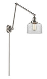 238-SN-G72 1-Light 8" Brushed Satin Nickel Swing Arm - Clear Large Bell Glass - LED Bulb - Dimmensions: 8 x 30 x 30 - Glass Up or Down: Yes