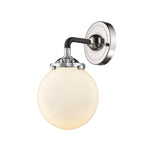 284-1W-BPN-G201-6 1-Light 6" Black Polished Nickel Sconce - Matte White Cased Beacon Glass - LED Bulb - Dimmensions: 6 x 7.25 x 9 - Glass Up or Down: Yes