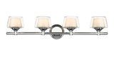 311-4W-PC-CLW 4-Light 33" Polished Chrome Bath Vanity Light - White Inner & Clear Outer Laguna Glass Glass - LED Bulb - Dimmensions: 33 x 7.5 x 7.25 - Glass Up or Down: Yes