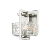 312-1W-SN-CL 1-Light 5.25" Satin Nickel Bath Vanity Light - Clear Striate Glass Glass - LED Bulb - Dimmensions: 5.25 x 5.5 x 8 - Glass Up or Down: No