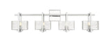 312-4W-PC-CL 4-Light 33" Polished Chrome Bath Vanity Light - Clear Striate Glass Glass - LED Bulb - Dimmensions: 33 x 5.5 x 9 - Glass Up or Down: No