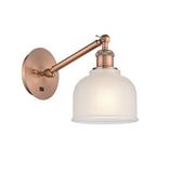 317-1W-AC-G411 1-Light 5.5" Antique Copper Sconce - White Dayton Glass - LED Bulb - Dimmensions: 5.5 x 12.75 x 12.25 - Glass Up or Down: Yes