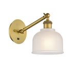 317-1W-BB-G411 1-Light 5.5" Brushed Brass Sconce - White Dayton Glass - LED Bulb - Dimmensions: 5.5 x 12.75 x 12.25 - Glass Up or Down: Yes