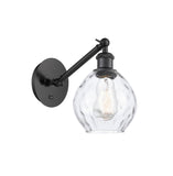 317-1W-BK-G362 1-Light 6" Matte Black Sconce - Clear Small Waverly Glass - LED Bulb - Dimmensions: 6 x 13 x 12.25 - Glass Up or Down: Yes