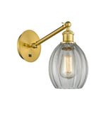 317-1W-SG-G82 1-Light 6" Satin Gold Sconce - Clear Eaton Glass - LED Bulb - Dimmensions: 6 x 12.75 x 13.75 - Glass Up or Down: Yes