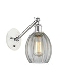 317-1W-WPC-G82 1-Light 6" White and Polished Chrome Sconce - Clear Eaton Glass - LED Bulb - Dimmensions: 6 x 12.75 x 13.75 - Glass Up or Down: Yes