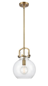 410-1S-BB-10CL-LED 10" Stem Hung Brushed Brass LED Mini Pendant LED Bulbs Included