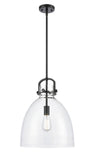412-1S-BK-14CL-LED 14" 1-Light Matte Black Pendant LED Bulbs Included