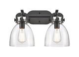 412-2W-BK-7CL 2-Light 17" Matte Black Bath Vanity Light - Clear Large Cone Glass - LED Bulb - Dimmensions: 17 x 8.875 x 12 - Glass Up or Down: Yes