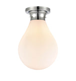 1-Light 9.875" Polished Chrome Flush Mount - White Genesis Glass Glass Shade - Incandescent Bulb Included