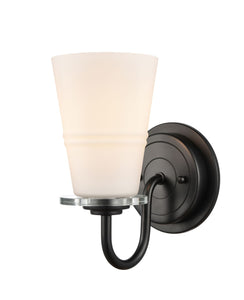1-Light 4.75" Matte Black Bath Vanity Light - White Scarlett Glass Glass LED