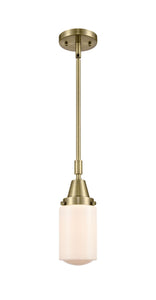 Stem Hung 4.5" Antique Brass Mini Pendant - Matte White Cased Dover Glass LED