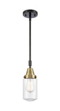 447-1S-BAB-G312 Stem Hung 4.5" Black Antique Brass Mini Pendant - Clear Dover Glass - LED Bulb - Dimmensions: 4.5 x 4.5 x 11.375<br>Minimum Height : 14.375<br>Maximum Height : 44.375 - Sloped Ceiling Compatible: Yes