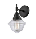 1-Light 7.5" Matte Black Sconce - Clear Small Oxford Glass LED