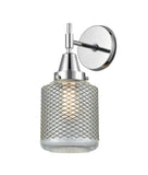 447-1W-PC-G262 1-Light 6" Polished Chrome Sconce - Vintage Wire Mesh Stanton Glass - LED Bulb - Dimmensions: 6 x 8.25 x 13 - Glass Up or Down: Yes