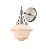 447-1W-SN-G531 1-Light 7.5" Satin Nickel Sconce - Matte White Cased Small Oxford Glass - LED Bulb - Dimmensions: 7.5 x 9 x 11 - Glass Up or Down: Yes