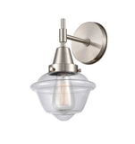 447-1W-SN-G532 1-Light 7.5" Satin Nickel Sconce - Clear Small Oxford Glass - LED Bulb - Dimmensions: 7.5 x 9 x 11 - Glass Up or Down: Yes