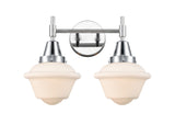 447-2W-PC-G531 2-Light 16.5" Polished Chrome Bath Vanity Light - Matte White Cased Small Oxford Glass - LED Bulb - Dimmensions: 16.5 x 9 x 11 - Glass Up or Down: Yes