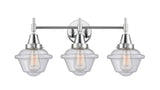 447-3W-PC-G534 3-Light 25.5" Polished Chrome Bath Vanity Light - Seedy Small Oxford Glass - LED Bulb - Dimmensions: 25.5 x 9 x 11 - Glass Up or Down: Yes