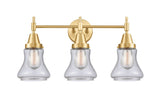 447-3W-SG-G194 3-Light 24" Satin Gold Bath Vanity Light - Seedy Bellmont Glass - LED Bulb - Dimmensions: 24 x 8.25 x 11.5 - Glass Up or Down: Yes