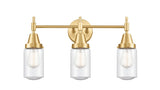 447-3W-SG-G314 3-Light 22.5" Satin Gold Bath Vanity Light - Seedy Dover Glass - LED Bulb - Dimmensions: 22.5 x 7.5 x 11.75 - Glass Up or Down: Yes