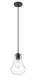 490-1P-BK-G572-7 Cord Hung 7" Matte Black Mini Pendant - Clear Fairfield Glass - LED Bulb - Dimmensions: 7 x 7 x 10.5<br>Minimum Height : 13.5<br>Maximum Height : 130.5 - Sloped Ceiling Compatible: Yes