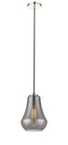 490-1P-PN-G573-7 Cord Hung 7" Polished Nickel Mini Pendant - Plated Smoke Fairfield Glass - LED Bulb - Dimmensions: 7 x 7 x 10.5<br>Minimum Height : 13.5<br>Maximum Height : 130.5 - Sloped Ceiling Compatible: Yes