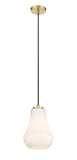 490-1P-SG-G571-7 Cord Hung 7" Satin Gold Mini Pendant - Matte White Cased Fairfield Glass - LED Bulb - Dimmensions: 7 x 7 x 10.5<br>Minimum Height : 13.5<br>Maximum Height : 130.5 - Sloped Ceiling Compatible: Yes