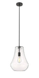 491-1P-BK-G572-12 Cord Hung 11.75" Matte Black Mini Pendant - Clear Fairfield Glass - LED Bulb - Dimmensions: 11.75 x 11.75 x 16<br>Minimum Height : 19<br>Maximum Height : 136 - Sloped Ceiling Compatible: Yes