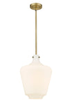 Stem Hung 12" Brushed Brass Mini Pendant - Matte White Cased Lowell Glass LED