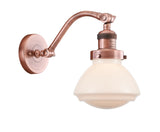 1-Light 6.75" Antique Copper Sconce - Matte White Olean Glass LED